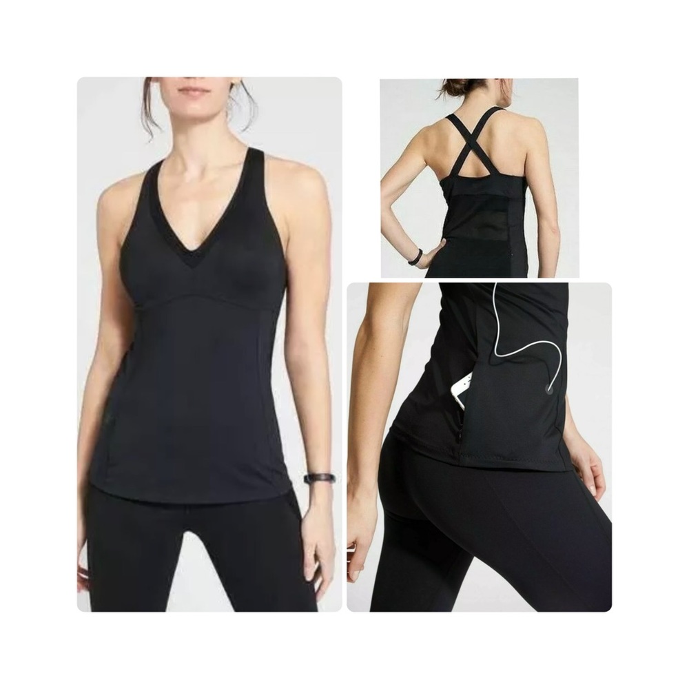Athleta Be Bold Wireless Shelf Black Sport Bra Mesh Tank Size S